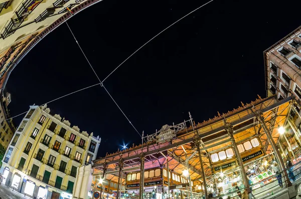 Madrid Spanien Oktober 2017 Nachtansicht Des Bei Touristen Beliebten Mercado — Stockfoto