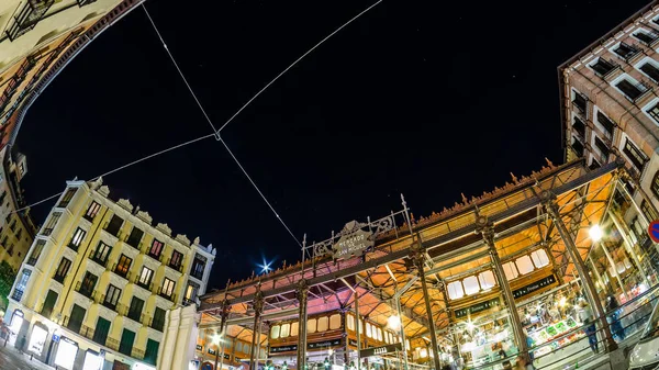 Madrid España Octubre 2017 Vista Nocturna Del Mercado San Miguel —  Fotos de Stock