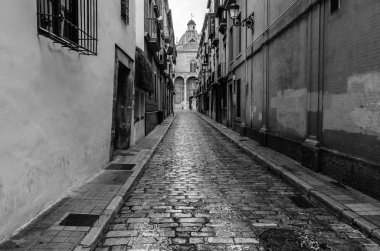 Siyah beyaz görüntü mimarisi Granada, Andalusia, Güney İspanya