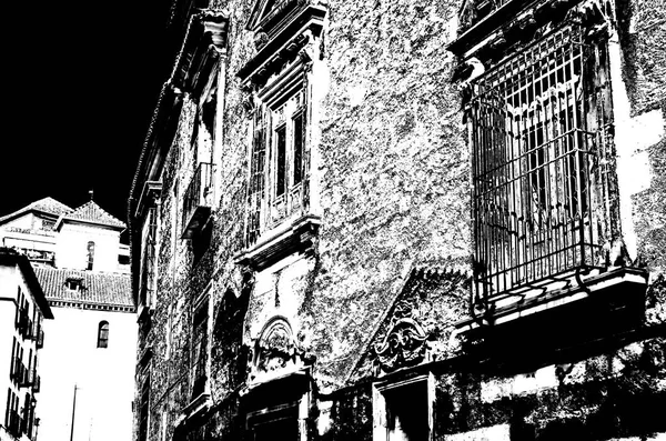 Silhueta Preto Branco Arquitetura Granada Andaluzia Sul Espanha — Fotografia de Stock