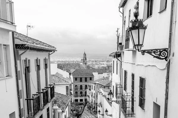 Siyah Beyaz Görüntü Mimarisi Granada Andalusia Güney Spanya — Stok fotoğraf