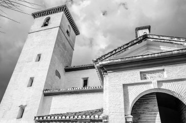 Kilise Granada, Andalusia, Güney İspanya, siyah beyaz resim
