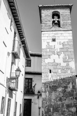 Kilise Granada, Andalusia, Güney İspanya, siyah beyaz resim