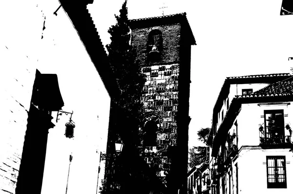 Igreja Granada Andaluzia Sul Espanha Silhueta Preto Branco — Fotografia de Stock