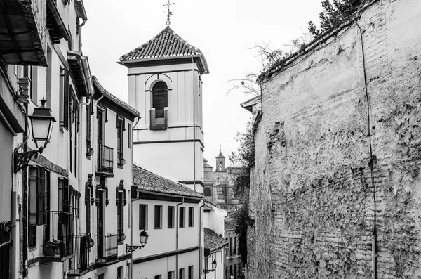 Kilise Granada, Andalusia, Güney İspanya, siyah beyaz resim