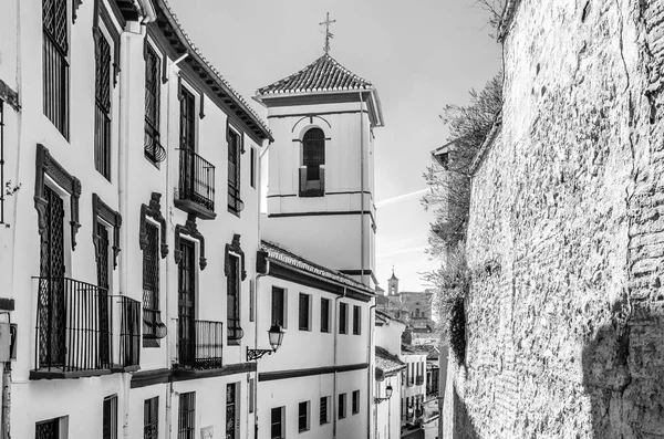 Eglise Grenade Andalousie Sud Espagne Image Noir Blanc — Photo