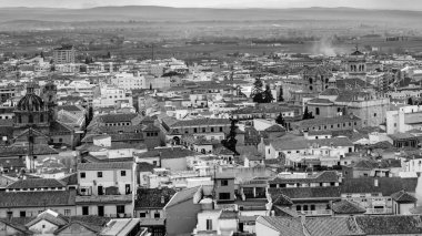 Kentsel peyzaj, Granada şehir manzaralı, Andalusia, Güney İspanya, siyah beyaz resim