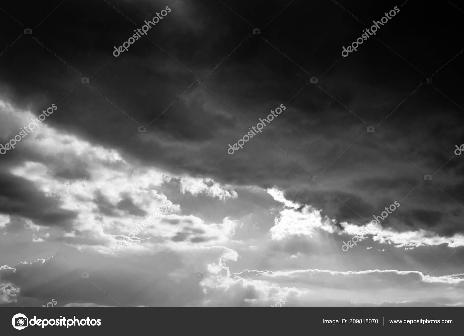Fond Ciel Les Nuages Moment Coucher Soleil Image Noir Blanc