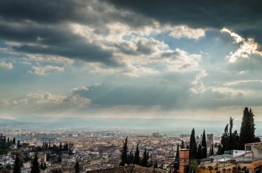 Kentsel peyzaj, Granada şehir görünümü, Andalusia, Güney İspanya