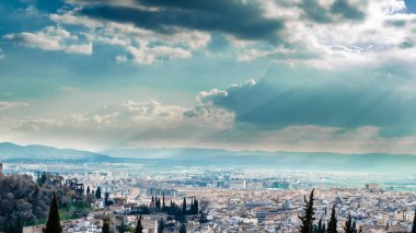 Kentsel peyzaj, Granada şehir görünümü, Andalusia, Güney İspanya