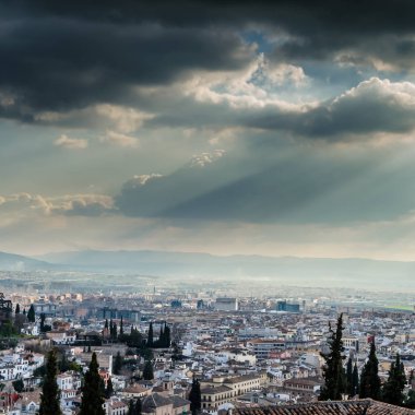 Kentsel peyzaj, Granada şehir görünümü, Andalusia, Güney İspanya