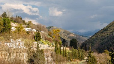 Cityscape Sacromote mahalleden görülen Granada, Güney İspanya,