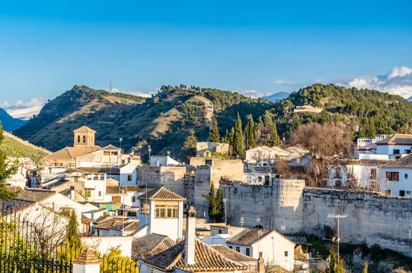 Kentsel peyzaj, Granada şehir manzaralı, günbatımı, Andalusia, Güney İspanya