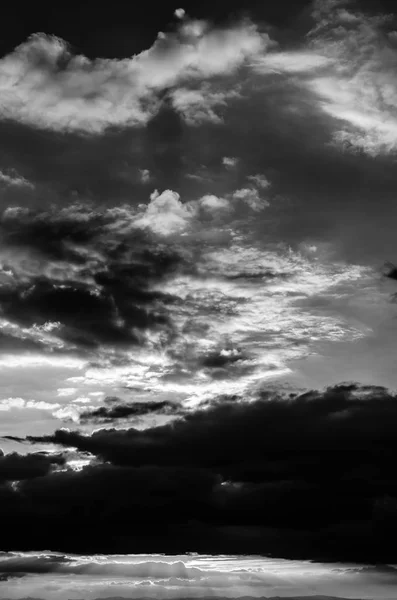 Cielo Fondo Nubes Atardecer Imagen Blanco Negro — Foto de Stock