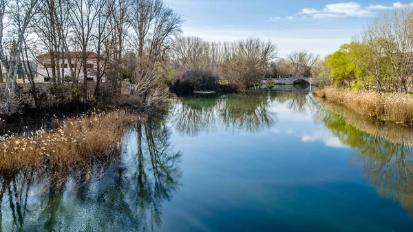 Veduta Del Fiume Carrion Nella Città Palencia Castiglia Leon Spagna — Foto Stock