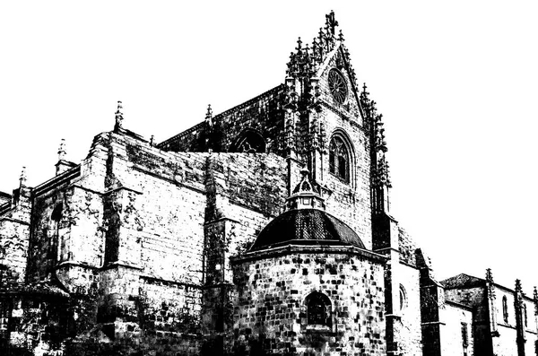 Black White Silhouette Palencia Cathedral Spain — Stock Photo, Image