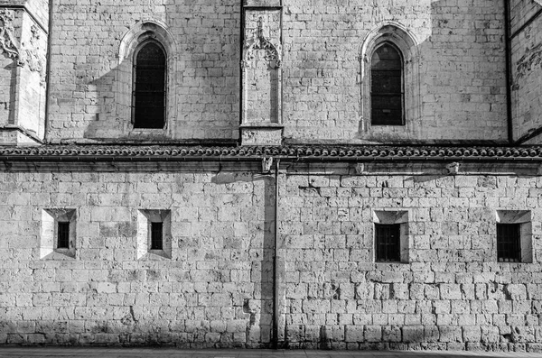 Vista Catedral Gótica Palencia Espanha Imagem Preto Branco — Fotografia de Stock