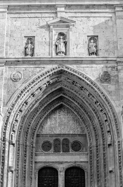 Uitzicht Gotische Kathedraal Van Palencia Spanje Zwart Wit Beeld — Stockfoto