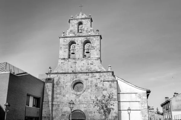 Vista Uma Igreja Românica Cidade Palencia Espanha Imagem Preto Branco — Fotografia de Stock