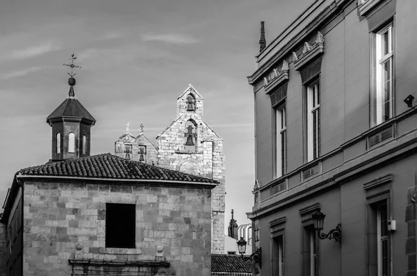 Romanesk Kilise Şehrin Palencia Spanya Siyah Beyaz Görüntü Görünümünü — Stok fotoğraf