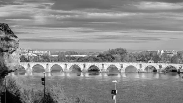 Veduta Del Ponte Medievale Pietra Sul Fiume Duero Zamora Spagna — Foto Stock