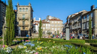 Santiago De Compostela, İspanya - 3 Nisan 2015: Kentsel peyzaj Santiago de Compostela, Galiçya, İspanya