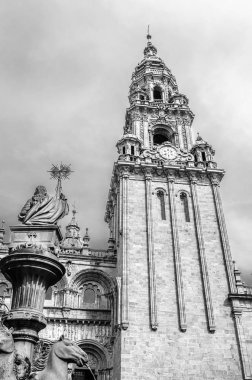 Dini mimari, Santiago de Compostela, hac Katedrali yer İspanya'da, siyah beyaz resim