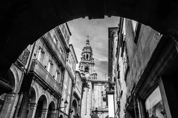 Santiago Compostela Spanya Siyah Beyaz Resim Mimarisinde — Stok fotoğraf