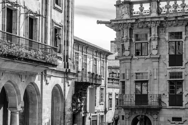 Архітектура Сантьяго Компостела Північній Іспанії Чорно Біле Зображення — стокове фото