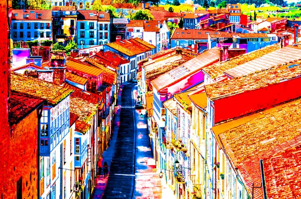 Santiago de Compostela, İspanya, renkli resimde mimarisinde