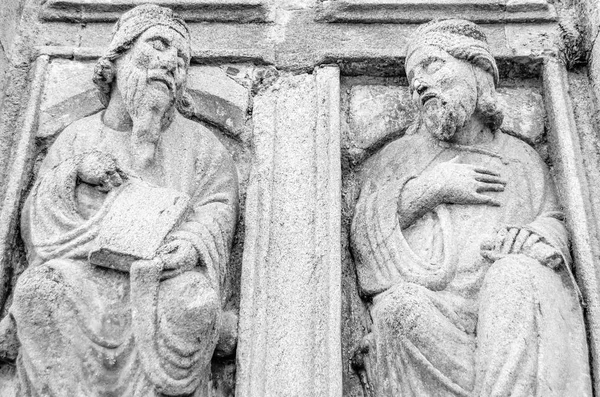 Architectural Detail Facade Santiago Compostela Cathedral Spain Black White Image — Stock Photo, Image