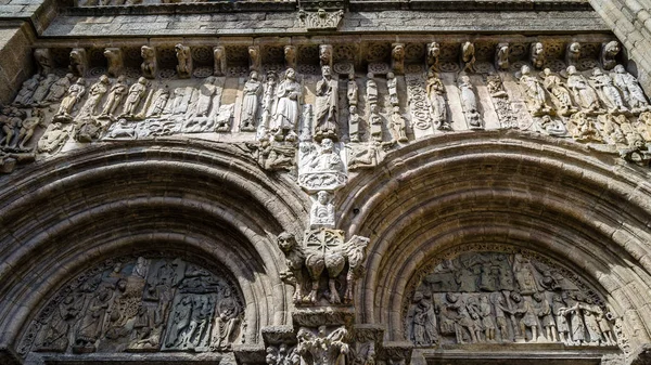 Detalu Architektonicznego Elewacji Katedry Santiago Compostela Hiszpania — Zdjęcie stockowe