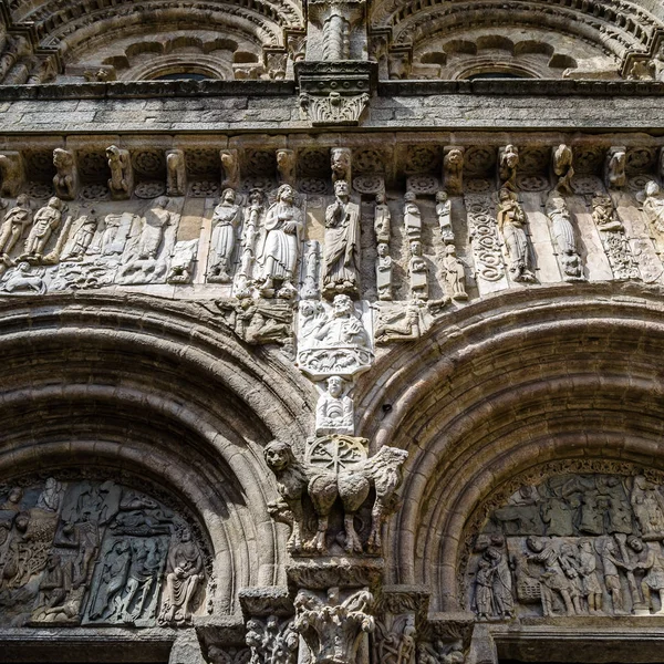 Detalu Architektonicznego Elewacji Katedry Santiago Compostela Hiszpania — Zdjęcie stockowe