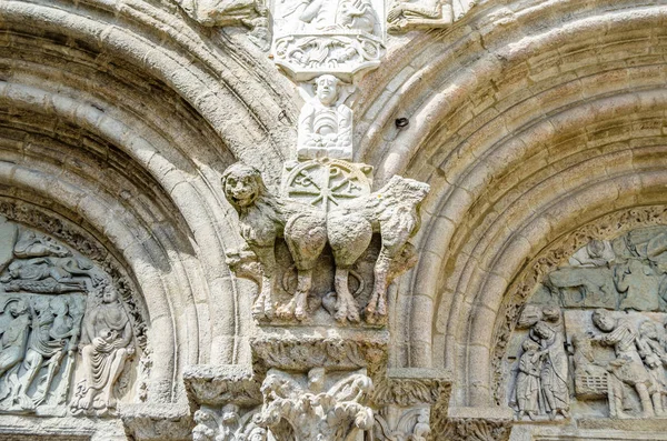 Detalu Architektonicznego Elewacji Katedry Santiago Compostela Hiszpania — Zdjęcie stockowe