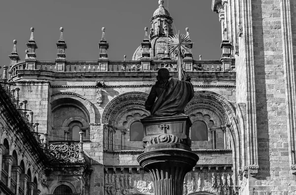 Arquitetura Religiosa Catedral Santiago Compostela Local Peregrinação Espanha Imagem Preto — Fotografia de Stock