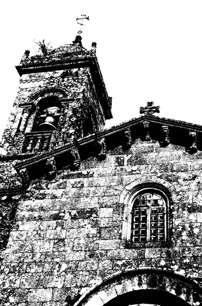 Черно Белая Иллюстрация Церкви Сантьяго Компостела Испания — стоковое фото