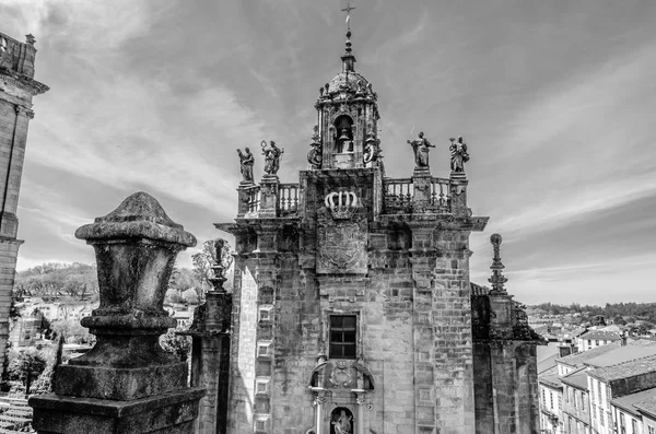 Igreja Santiago Compostela Galiza Norte Espanha Imagem Preto Branco — Fotografia de Stock