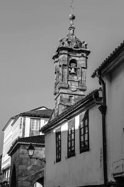 Kostel Santiago Compostela Galicie Severním Španělsku Černý Bílý Obraz — Stock fotografie