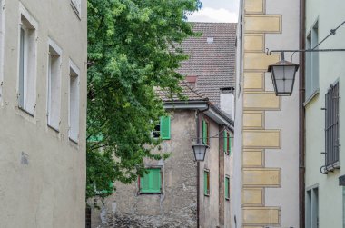 Avusturya 'nın batısındaki eski Feldkirch, Vorarlberg kasabasında mimarlık