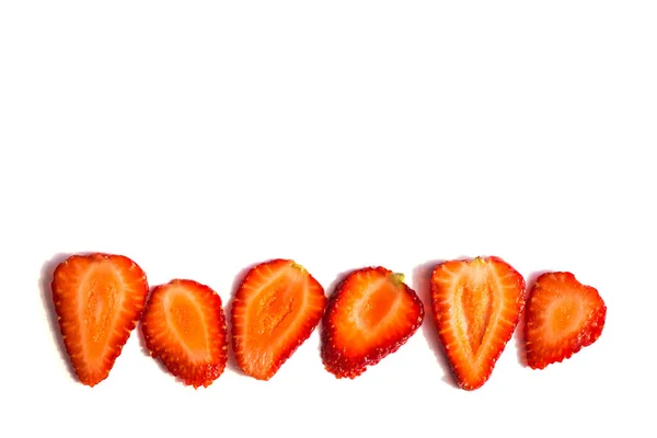 Φράουλα Απομονώθηκε Λευκό Φόντο Κλείσιμο Κορυφαία Προβολή Προϊόν Υψηλής Ανάλυσης — Φωτογραφία Αρχείου