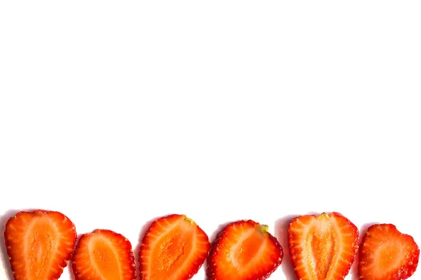 Strawberry Isolated White Background Close Top View High Resolution Product — Stock Photo, Image