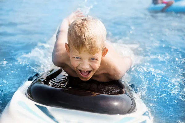 Little Boy Surfboard Having Fun Vacation Summer Childhood Concept Stock Photo