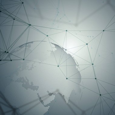 Noktalı dünya dünya kimya deseni, çizgiler ve noktalar bağlama ile. Molekül yapısı gri. Bilimsel tıbbi Dna araştırma. Bilim veya teknoloji kavramı. Geometrik tasarım arka plan.