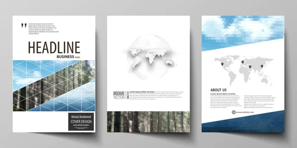 Templates for brochure, magazine, flyer, booklet or annual report. Cover design template, abstract vector layout in A4 size. Colorful background, travel business, natural landscape in polygonal style. — Stock Vector