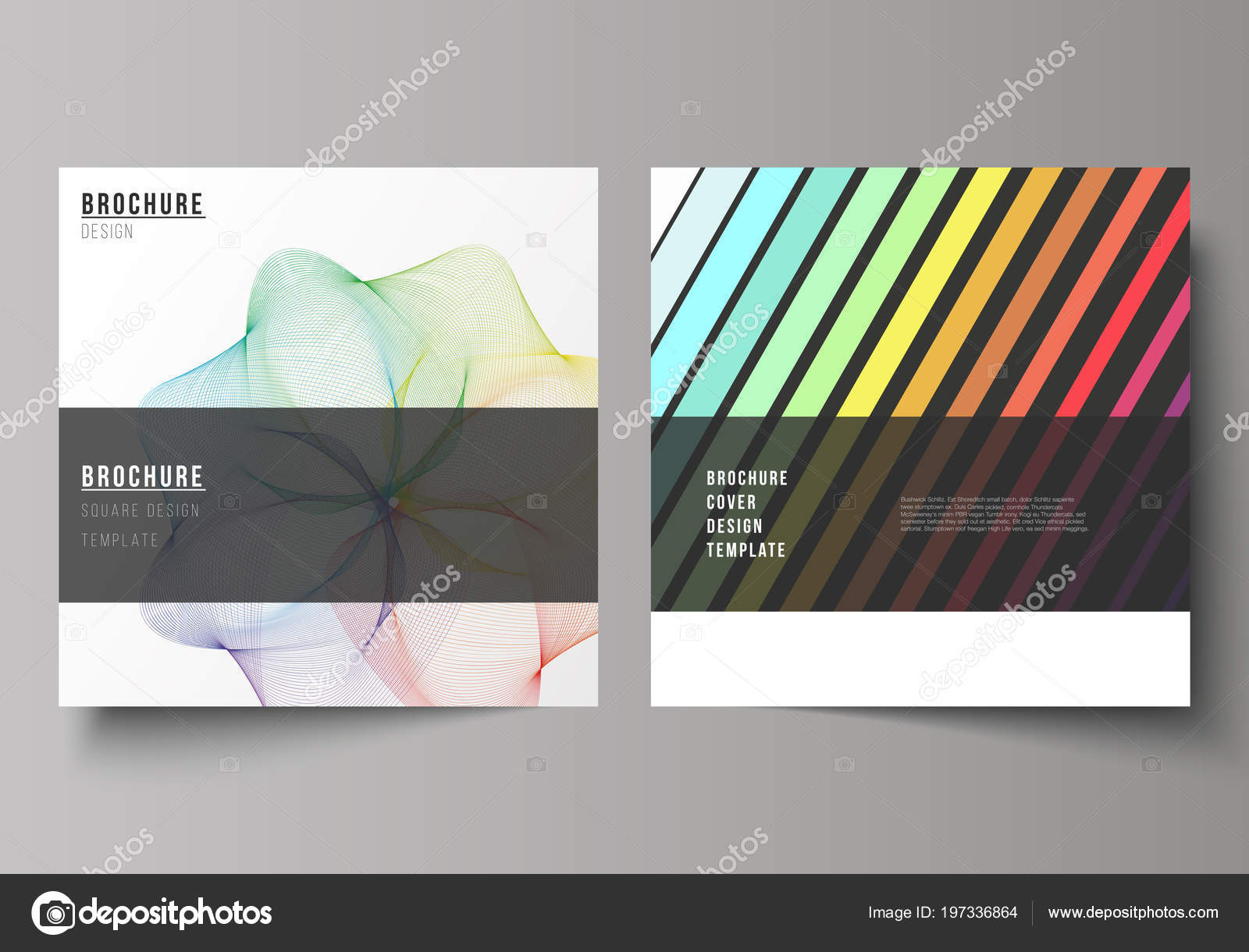 Minimal Vector Illustration Of Editable Layout Of Two Square Format Covers Design Templates For Brochure Flyer Magazine Abstract Colorful Geometric Backgrounds In Minimalistic Design To Choose From Stock Vector C Raevsky