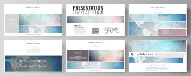 Yüksek çözünürlüklü sunma kaymak düzenlenebilir yerleşimini minimalist tasarlamak vektör çizim tasarım iş şablonları. Poligonal geometrik doğrusal doku. Genel ağ, kazmak veri kavramı.