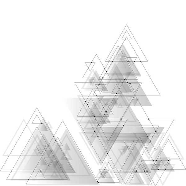 Fond polygonal abstrait à faible vecteur poly avec des triangles gris, des points de connexion et des lignes. Structure de connexion . — Image vectorielle
