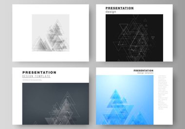 Sunma kaymak minimalist soyut düzenlenebilir vektör yerleşimini tasarım iş şablonları. Üçgen, noktalar ve çizgiler bağlanma ile poligonal arka plan. Bağlantı yapısı.