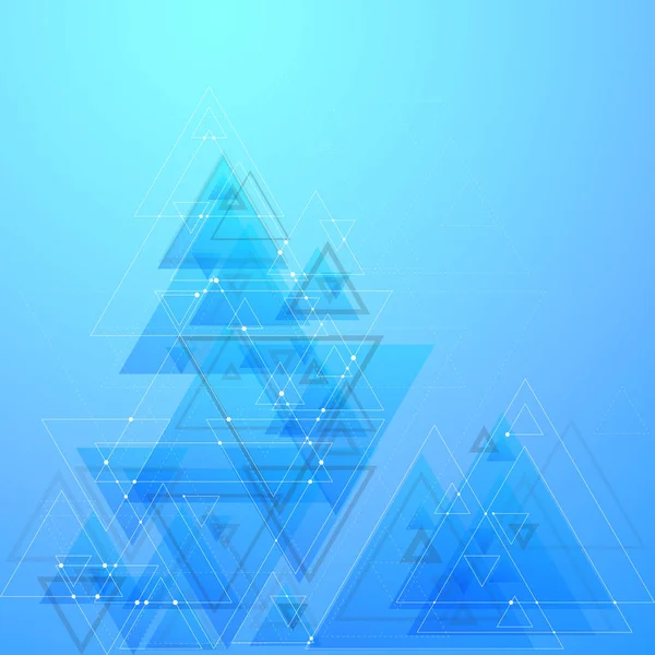 Abstract polygonal low poly vector background with blue triangles, connecting dots and lines. Connection structure. — Stock Vector