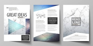 Business templates for brochure, magazine, flyer. Cover design template, vector layout in A4 size. Compounds lines and dots. Big data visualization in minimal style. Graphic communication background. clipart